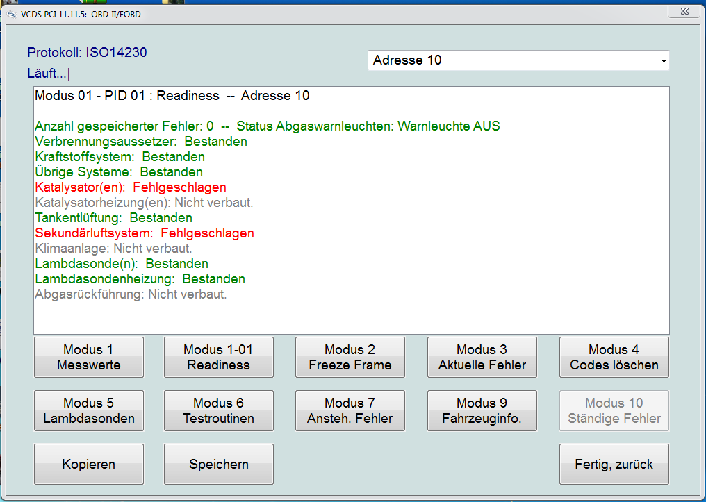 Fehler Code Readiness