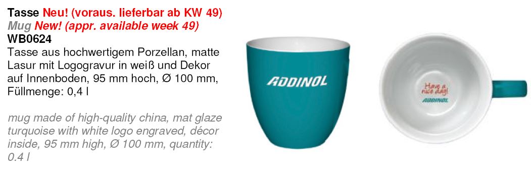 Neue ADDINOL-Tasse