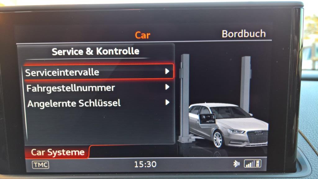 Ölwechselanzeige beim S3 8V im MMI für 15.000km / 1 Jahr zurücksetzten